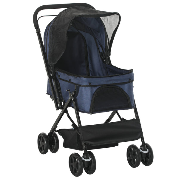 Hundebuggy klappbar mit Dach und Sicherheitsleine bis 10kg blau