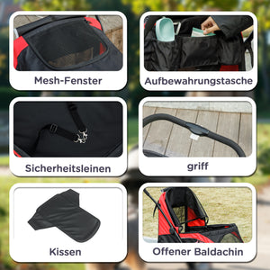 Hundebuggy faltbar mit 4 Rädern und Bremse für grosse Hunde