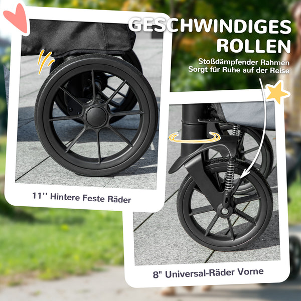 Hundebuggy faltbar mit 4 Rädern und Bremse für grosse Hunde