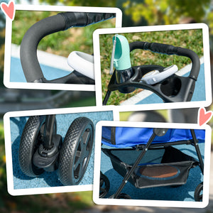 Hundebuggy klappbar mit Dach und Becherhalter bis 4kg blau