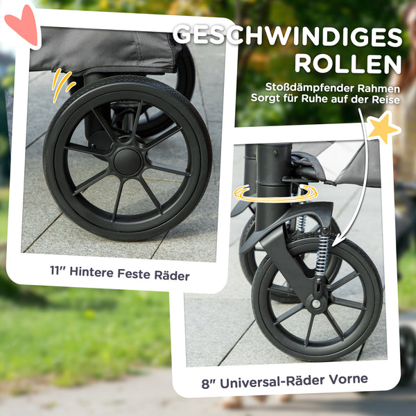 Hundebuggy faltbar mit 4 Rädern und Bremsen für grosse Hunde