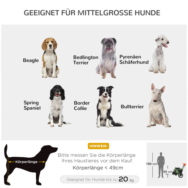 Hundebuggy Fahrradanhänger für Hunde bis 20kg grün