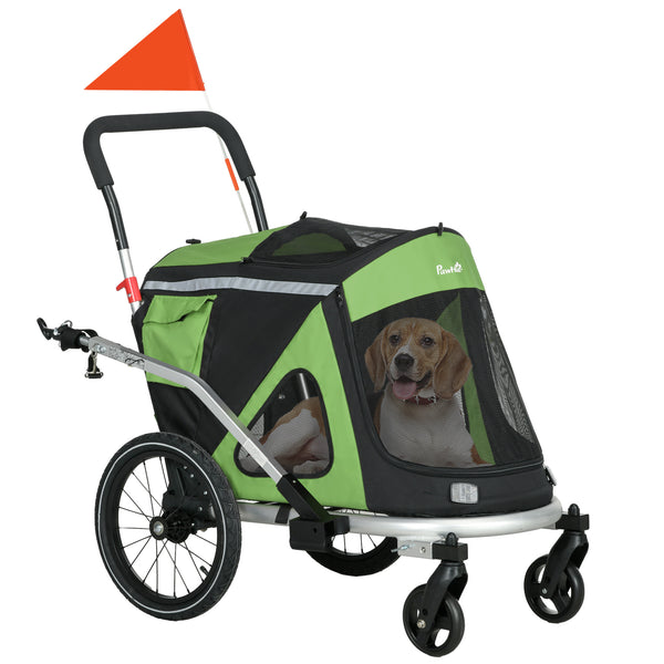 Hundebuggy Fahrradanhänger für Hunde bis 20kg grün