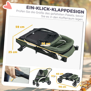 Hundebuggy faltbar mit 4 Rädern und Bremse für grosse Hunde
