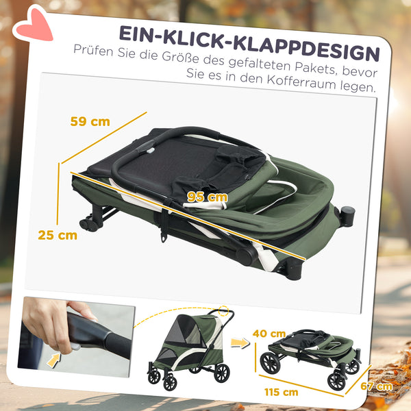 Hundebuggy faltbar mit 4 Rädern und Bremse für grosse Hunde