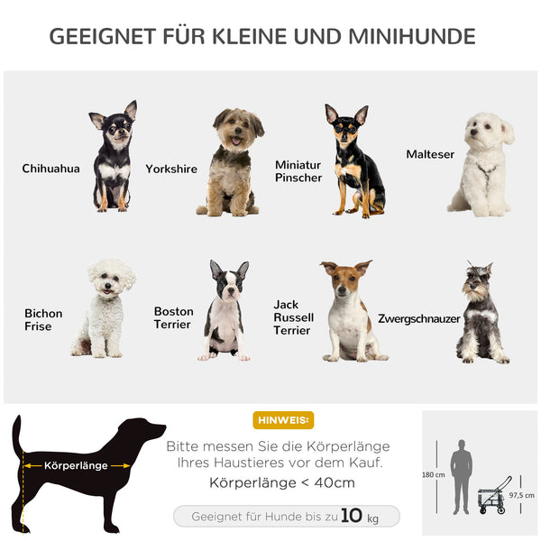 Hundebuggy klappbar mit abnehmbarem Korb für kleine Hunde