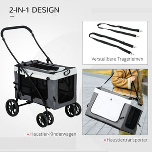Hundebuggy klappbar mit abnehmbarem Korb für kleine Hunde