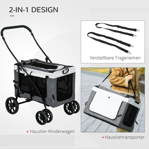 Hundebuggy klappbar mit abnehmbarem Korb für kleine Hunde