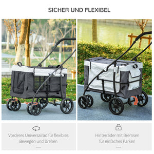 Hundebuggy klappbar mit abnehmbarem Korb für kleine Hunde