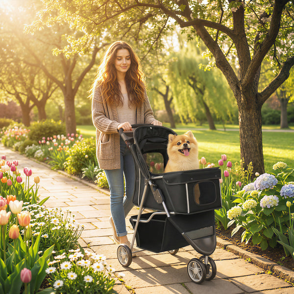Hundebuggy faltbar mit Korb und Netz für kleine Hunde bis 10kg