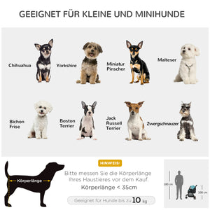 Hundebuggy klappbar mit Regenschutz und Korb bis 10kg