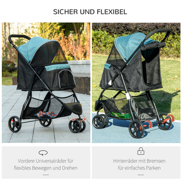 Hundebuggy klappbar mit Regenschutz und Korb bis 10kg