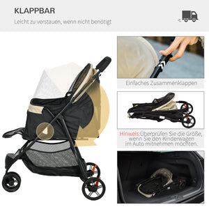 Hundebuggy klappbar mit Regenschutz blau khaki