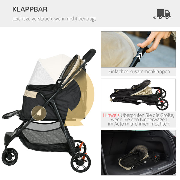 Hundebuggy klappbar mit Regenschutz blau khaki