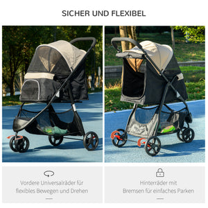 Hundebuggy klappbar mit Regenschutz blau khaki