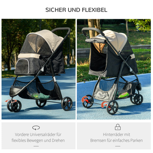 Hundebuggy klappbar mit Regenschutz blau khaki