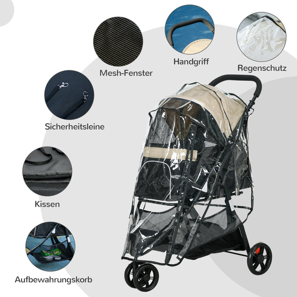 Hundebuggy klappbar mit Regenschutz blau khaki