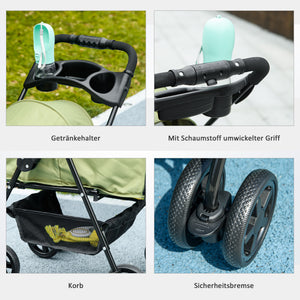 Hundebuggy klappbar mit Sicherheitsleinen und Becherhalter