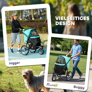 Hundebuggy faltbar mit Korb für kleine Hunde und Katzen türkis