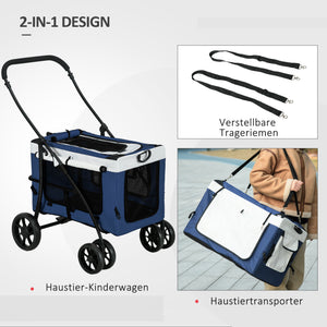Hundebuggy klappbar verstellbar mit Korb bis 10kg schwarz blau