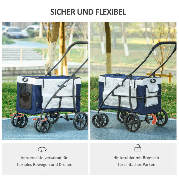 Hundebuggy klappbar verstellbar mit Korb bis 10kg schwarz blau
