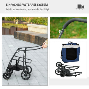 Hundebuggy klappbar verstellbar mit Korb bis 10kg schwarz blau