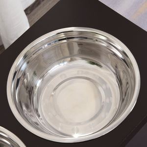 Hundefressnapf mit Stauraum 2 Näpfe Edelstahl Espresso
