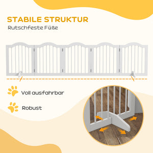 Hunde Absperrgitter klappbar flexibel 5-teilig Holz weiss