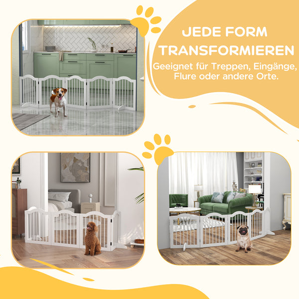 Hunde Absperrgitter klappbar flexibel 5-teilig Holz weiss