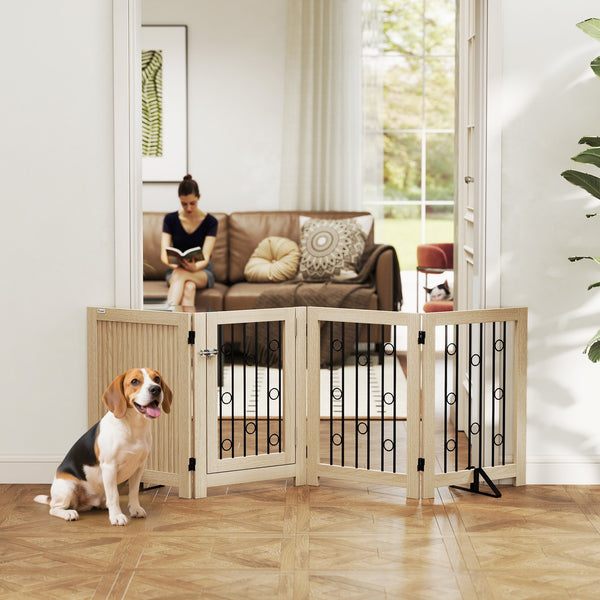 Hundegitter freistehend mit Tür und 4 Paneelen für Flur und Treppe