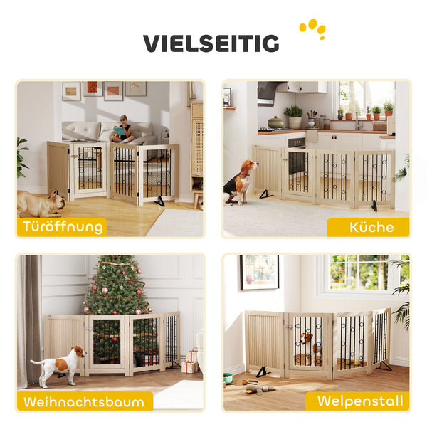 Hundegitter freistehend mit Tür und 4 Paneelen für Flur und Treppe