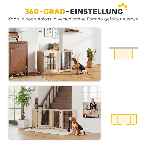 Hundegitter freistehend mit Tür und 4 Paneelen für Flur und Treppe