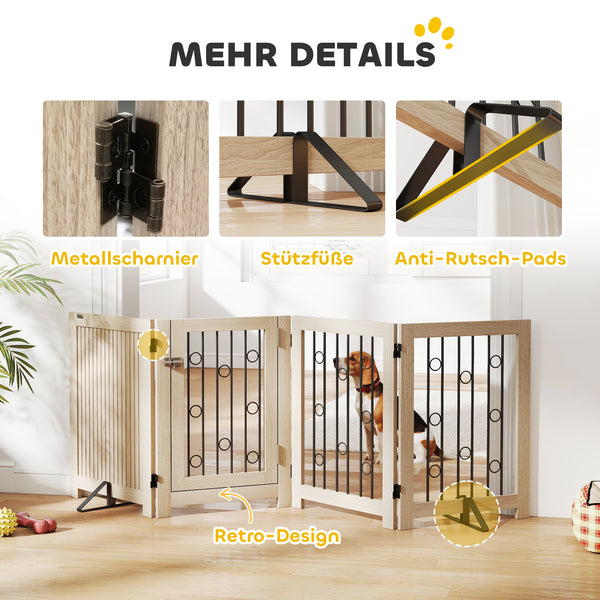 Hundegitter freistehend mit Tür und 4 Paneelen für Flur und Treppe