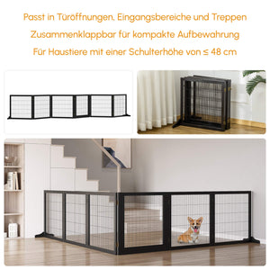 Hundegitter klappbar extra breit für innen aus Holz schwarz