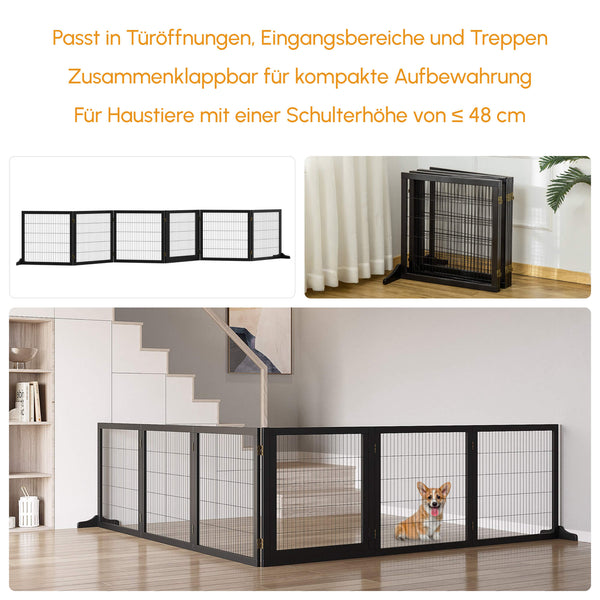 Hundegitter klappbar extra breit für innen aus Holz schwarz