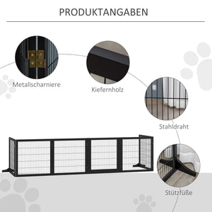 Hundegitter klappbar extra breit für innen aus Holz schwarz