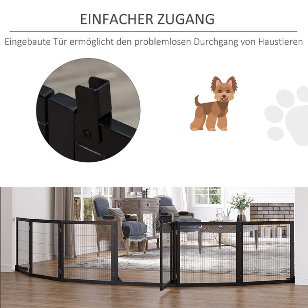 Hundegitter klappbar extra breit für innen aus Holz schwarz