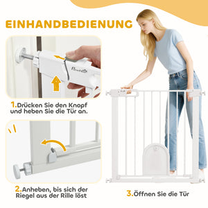 Absperrgitter für Hunde und Haustiere verstellbar mit Tür weiss
