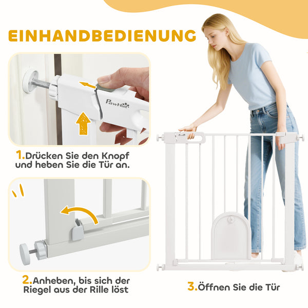 Absperrgitter für Hunde und Haustiere verstellbar mit Tür weiss