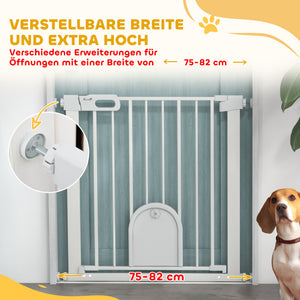 Absperrgitter für Hunde und Haustiere verstellbar mit Tür weiss