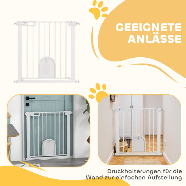 Absperrgitter für Hunde und Haustiere verstellbar mit Tür weiss
