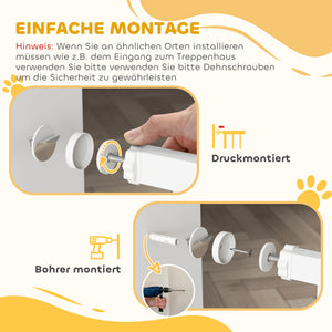 Absperrgitter für Hunde und Haustiere verstellbar mit Tür weiss