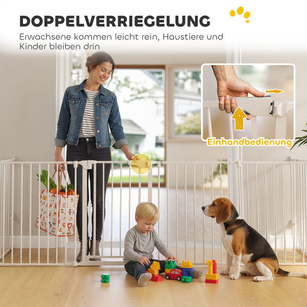 Hunde Absperrgitter faltbar mit Tür für kleine und mittlere Hunde