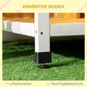Hundehütte wetterfest mit Veranda und aufklappbarem Dach aus Holz