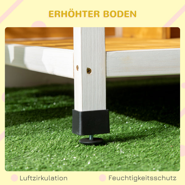 Hundehütte wetterfest mit Veranda und aufklappbarem Dach aus Holz