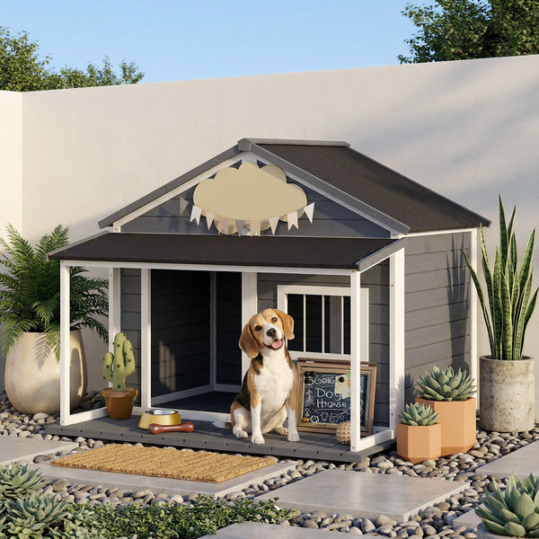 Hundehütte Outdoor wetterfest mit Veranda für grosse Hunde