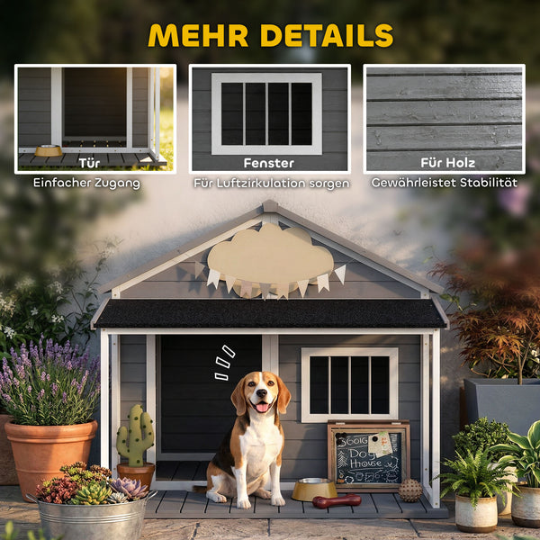 Hundehütte Outdoor wetterfest mit Veranda für grosse Hunde