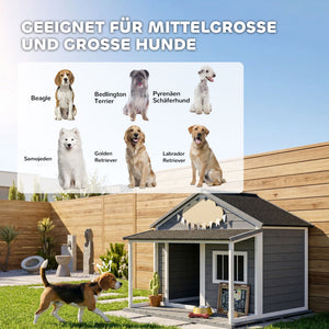 Hundehütte Outdoor wetterfest mit Veranda für grosse Hunde