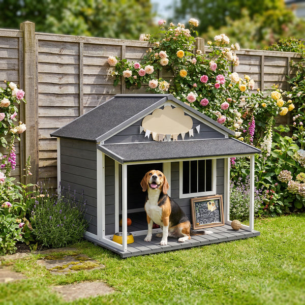 Hundehütte Outdoor wetterfest mit Veranda für grosse Hunde