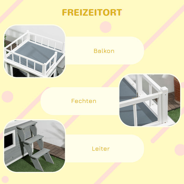 Hundehütte mit Dachterrasse und Treppe für draussen aus Holz